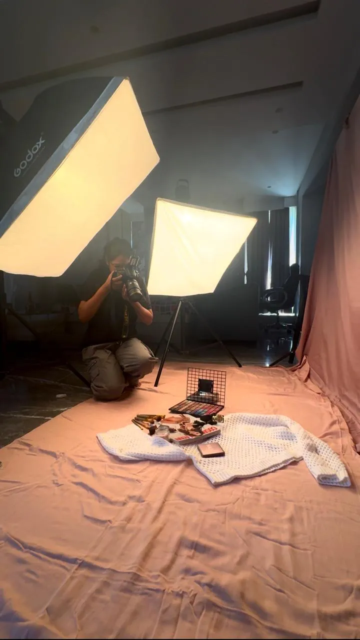 Lighting set up on a shoot